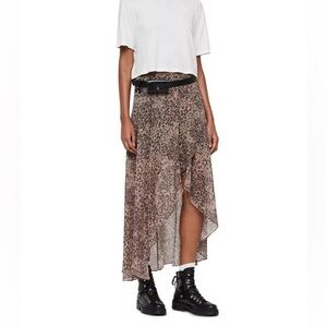 AllSaints Animal Print Long Skirt